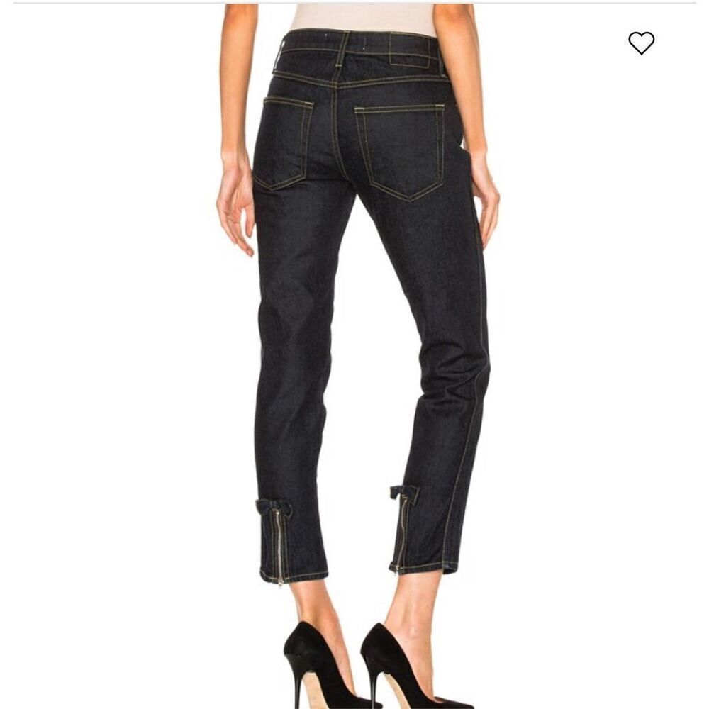 AMO No BOW Denim Crop Ankle Back Zipper SOFT RAW Denim 5 Pocket Zip Jeans Sz 30